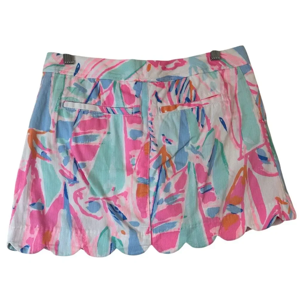 Lilly Pulitzer Colette Scallop Hem Skort Size 00 EUC Sailbooat Novelty Pattern - Picture 2 of 10